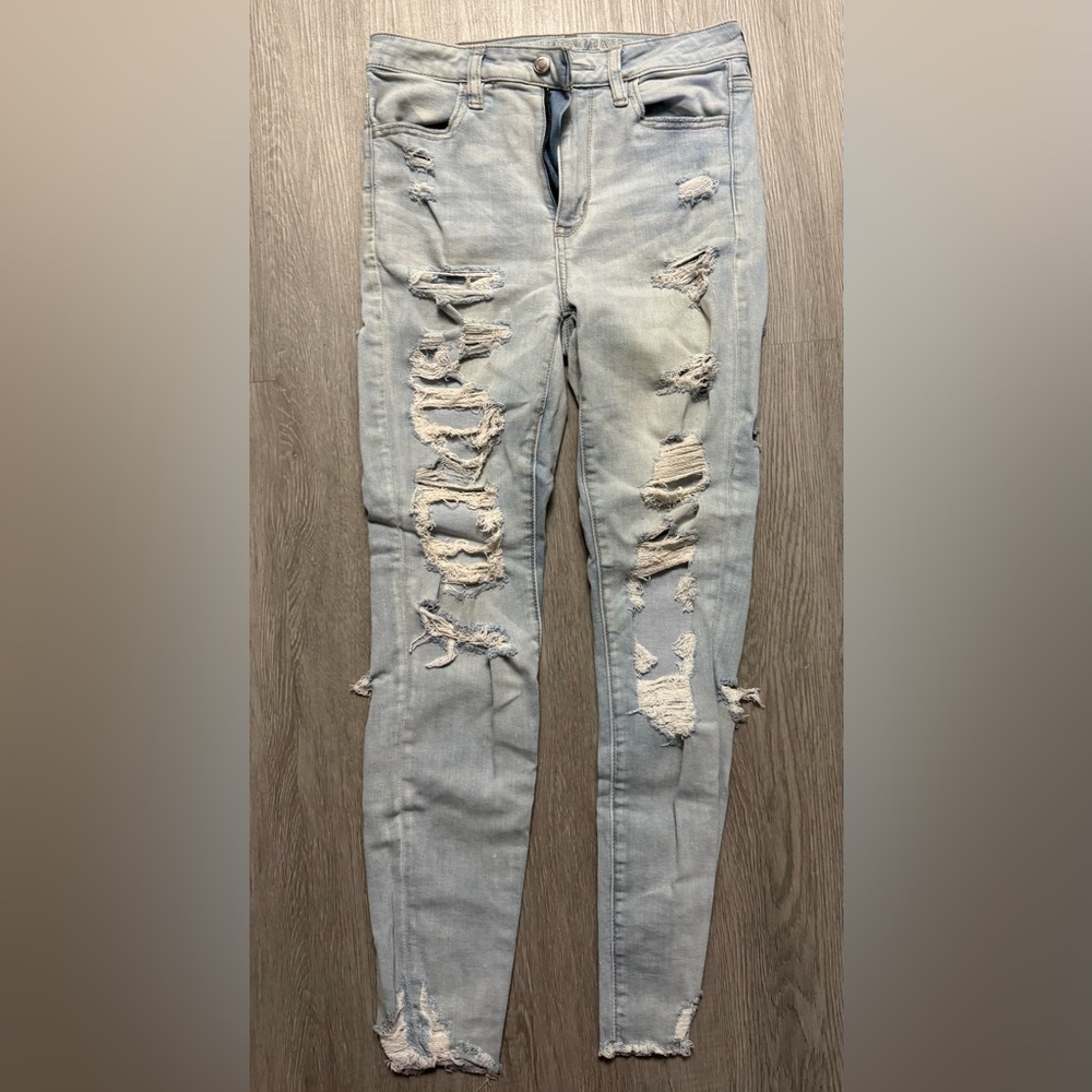 American Eagle Outfitters Light Blue Distressed Skinny Jean Leggings